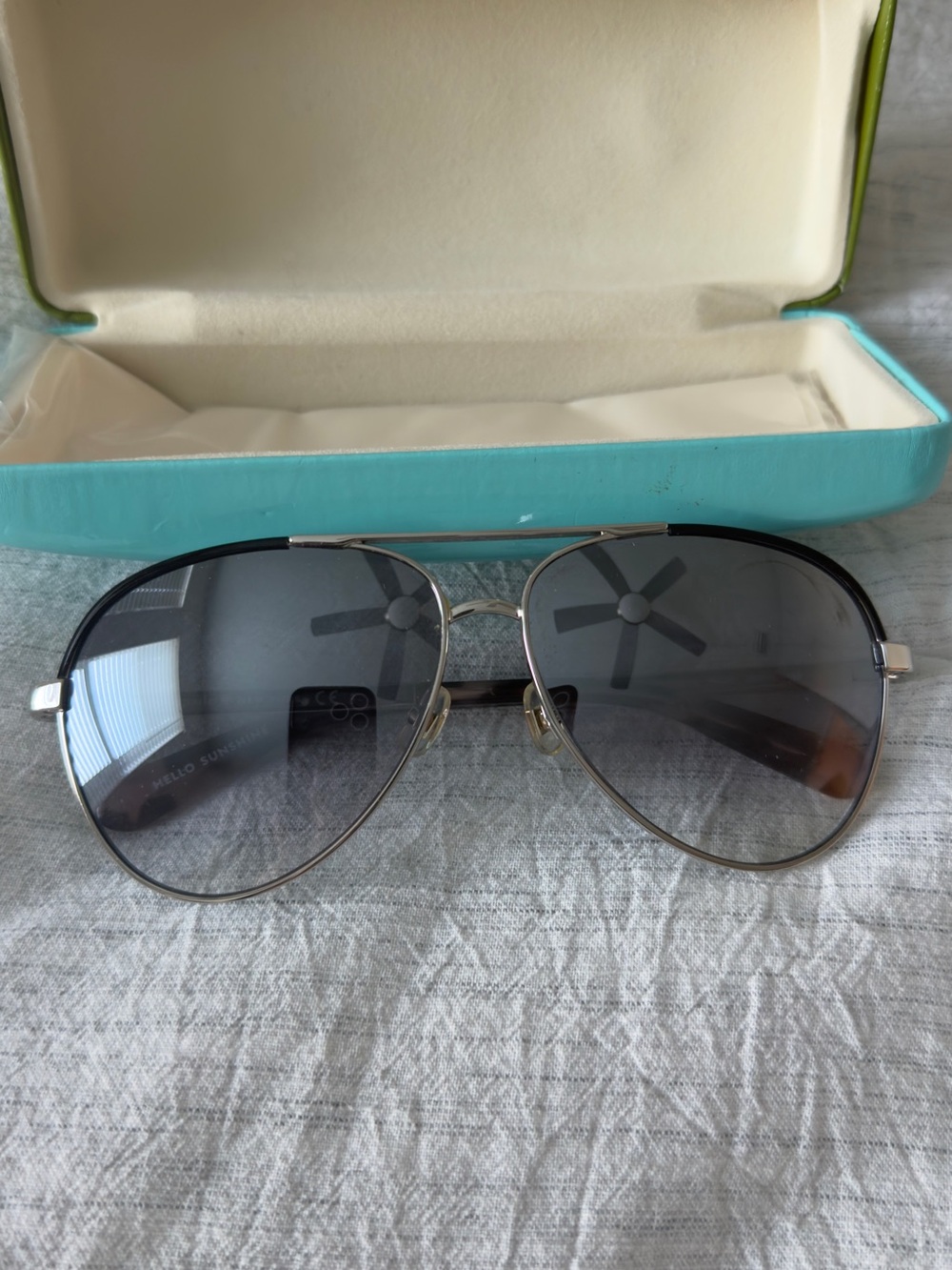 kate spade Silver Aviator Sunglasses with Gray Gradient Lenses